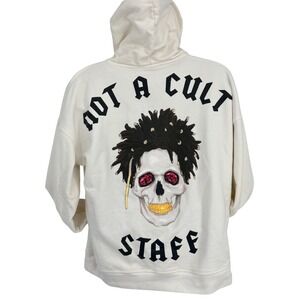 NOT A CULT Staff Skull Saint Jhn Skull Hoodie Cotton Lg Streetwear Grunge Skater